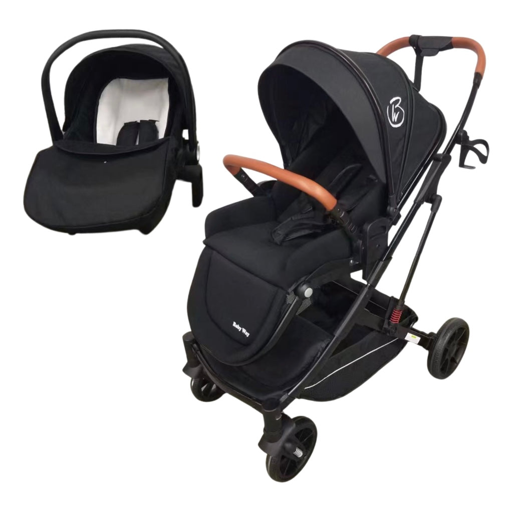 The Flex Black: 3 in 1 Stroller, Open Bassinet, and Capsule Car Seat Combo