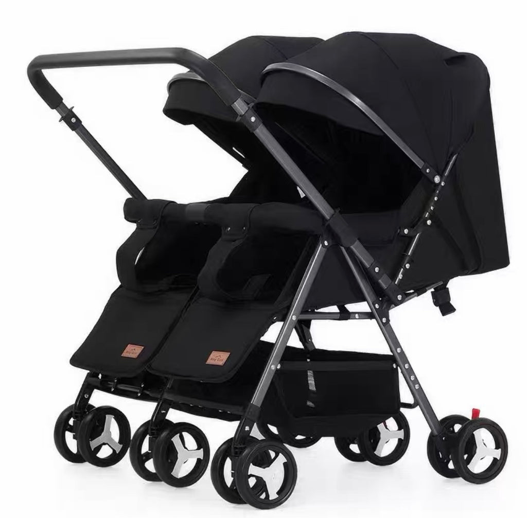 Black 2-Way Folding Compact Double / Twin Stroller